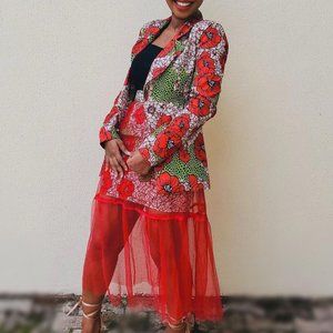 African Print Blazer and Mini Skirt duo